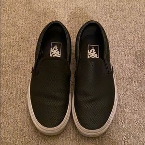 Vans Shoes - Black leather slip on vans Vans Shoes - Black leather slip on vans